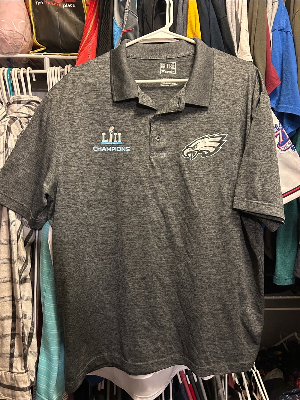 Fanatics Men's Gray Philadelphia Eagles Polo - Super Bowl LII Champions
